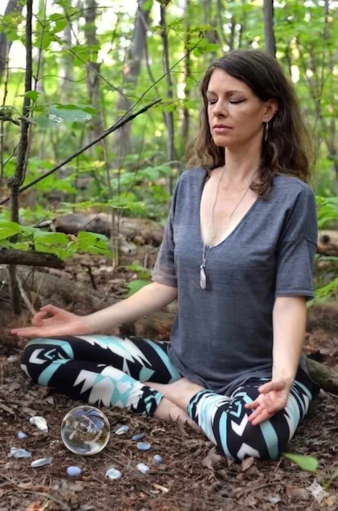 Miracle Natalie meditating in the forest